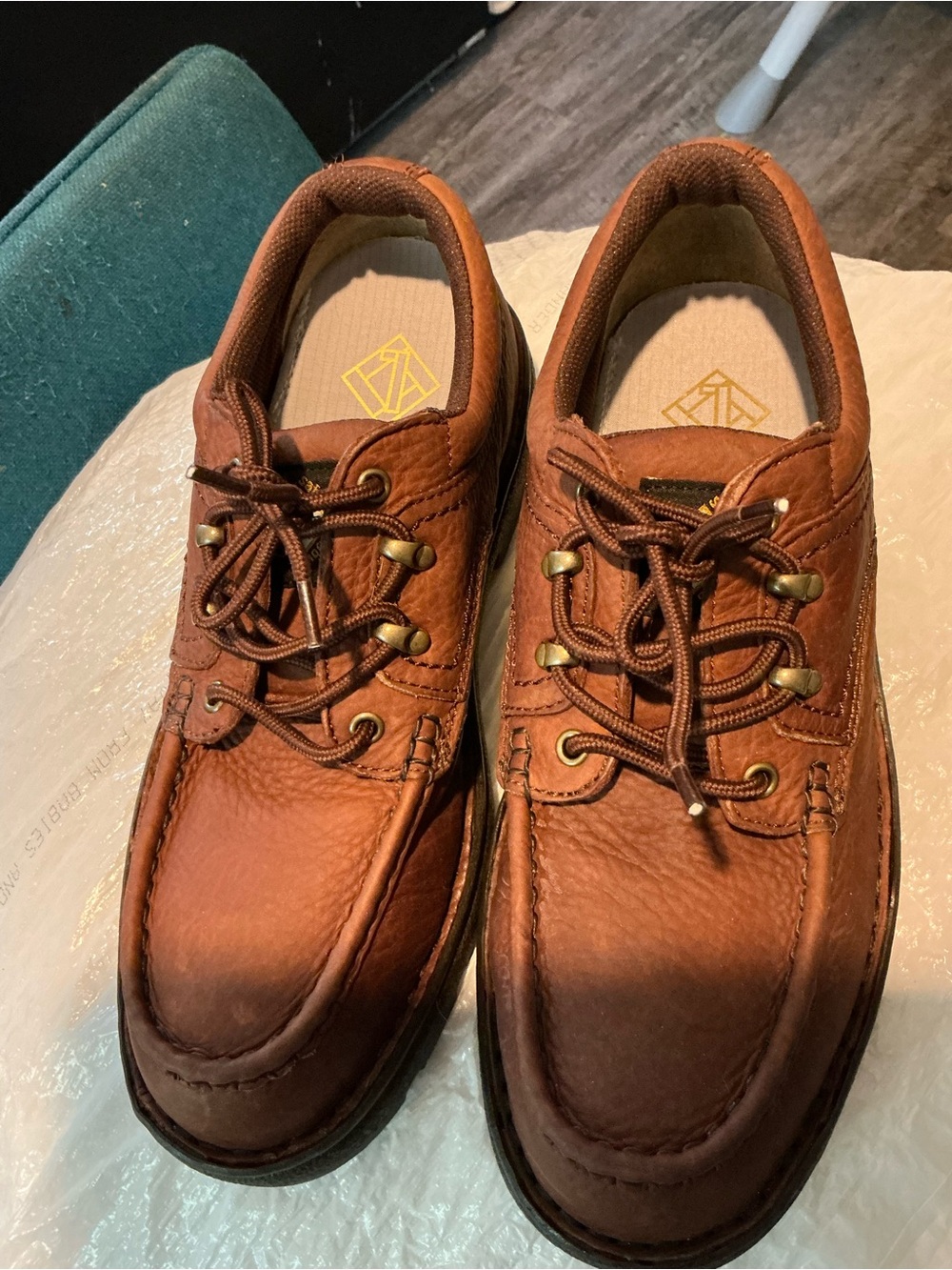 Men's Tan Leather Moc Toe Boat Shoes